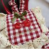 Canvas Lace Plaid Backpack Korean Style Bow Shoulder Bag Multi Functional Cherry Backpack  College