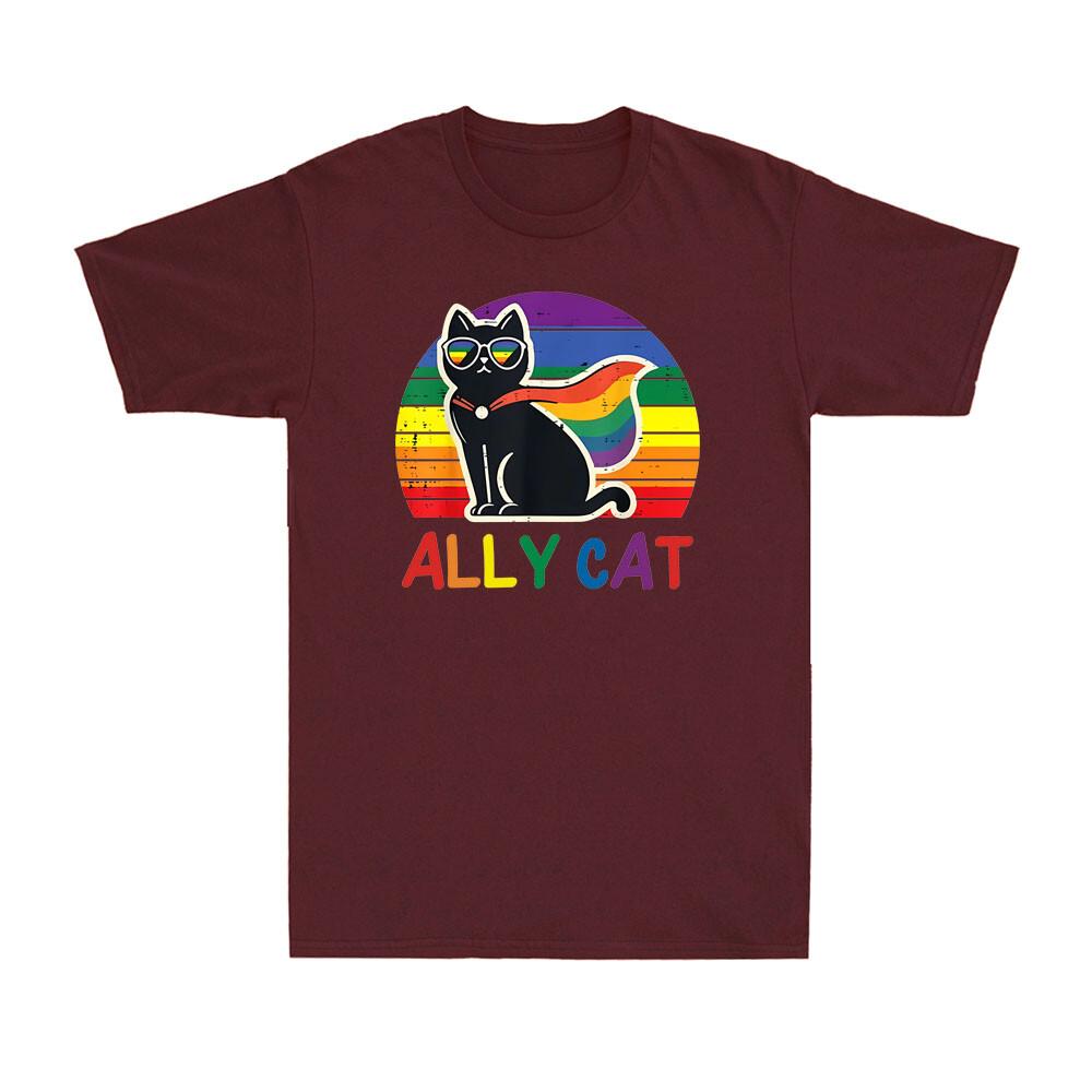 Gay Pride Month Ally Cat Funny LGBTQ Rainbow Black Cat Gay Proud Unisex TShirt