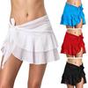 Women Solid Color Bandage Beach Bikini Cover Up Swim Skirt Ruffled Wrap Sarong