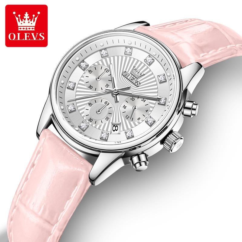 OLEVS Бизнес хронограф кварцевые часы для женщин оригинальный календарь модные женские наручные часы водонепроницаемые женские наручные часы