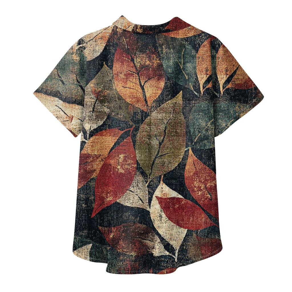 Женская рубашка с короткими рукавами, повседневный модный топ на пуговицах с принтом, кардиган с нагрудным карманом