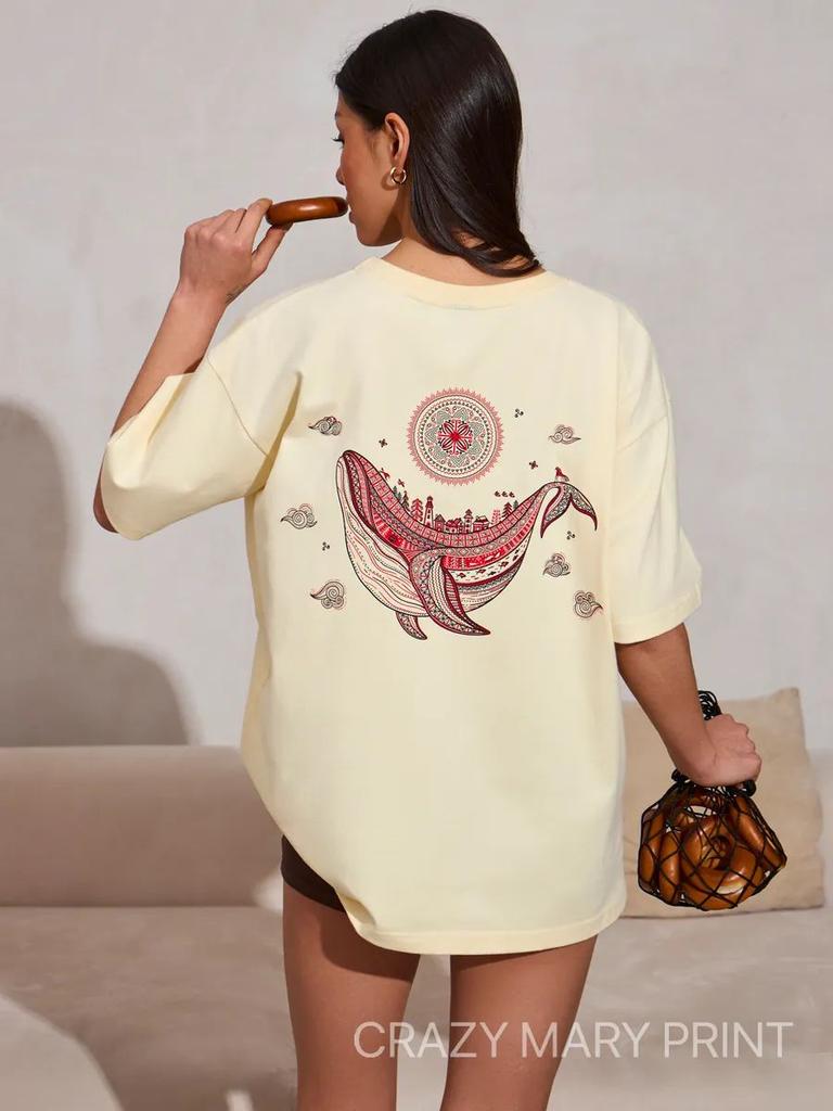 Oversized T-Shirt with Whale Print