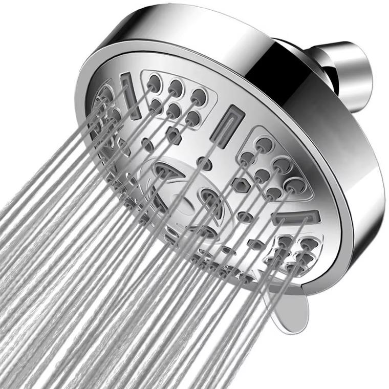 Chrome Rainfall Shower Head 9-in-1 Functions High Pressure Water Saving Easy Installation Modern Design 3-Year Warranty Bathroom
