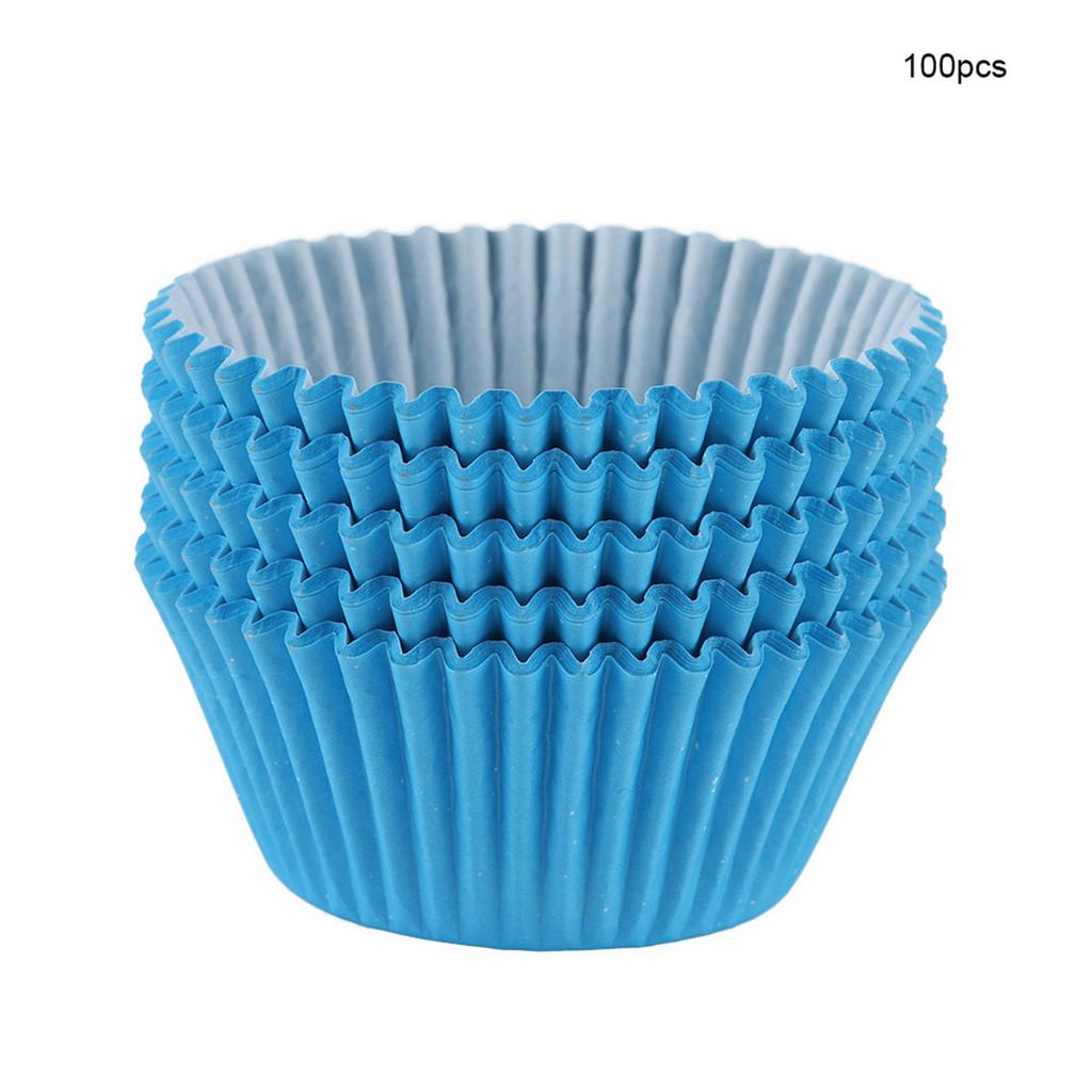 100PCS Mini Cupcake Liners Round Cake Baking Cups Muffin Cases Home Party Blue