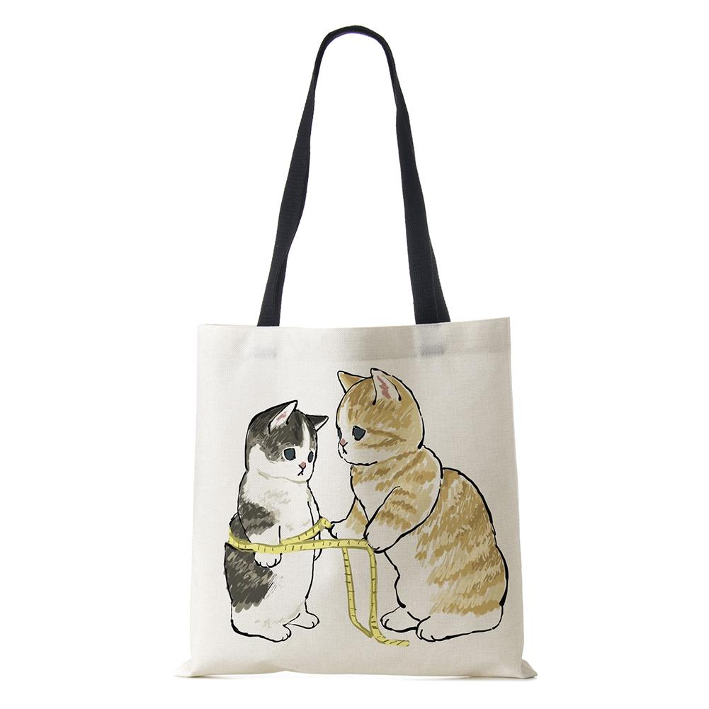 Сумка на плечо с рисунком собаки, винтажная женская многоразовая холщовая сумка-тоут в стиле Харадзюку, Повседневная складная сумка для покупок, 2022 г.