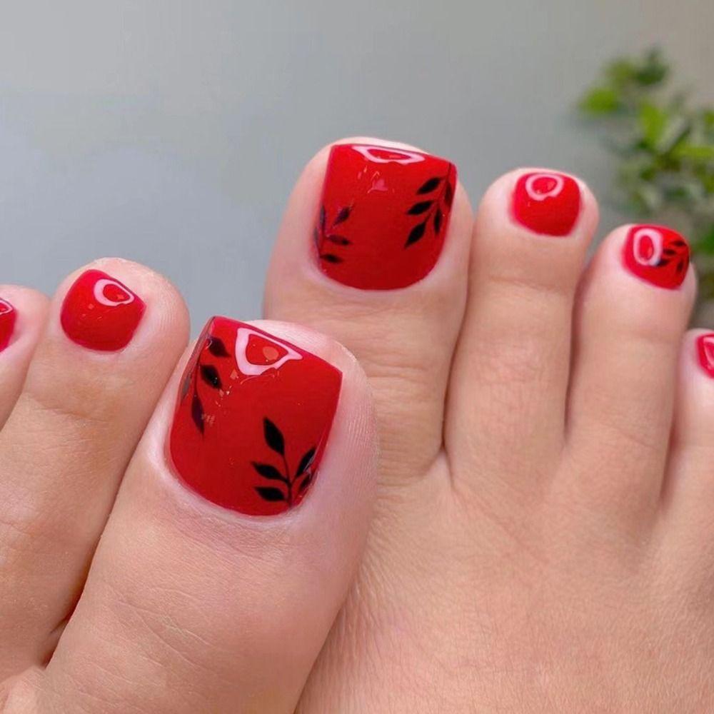 Girls Foot Nails Tips Toe Nails Full Cover Fake Toenails Short French