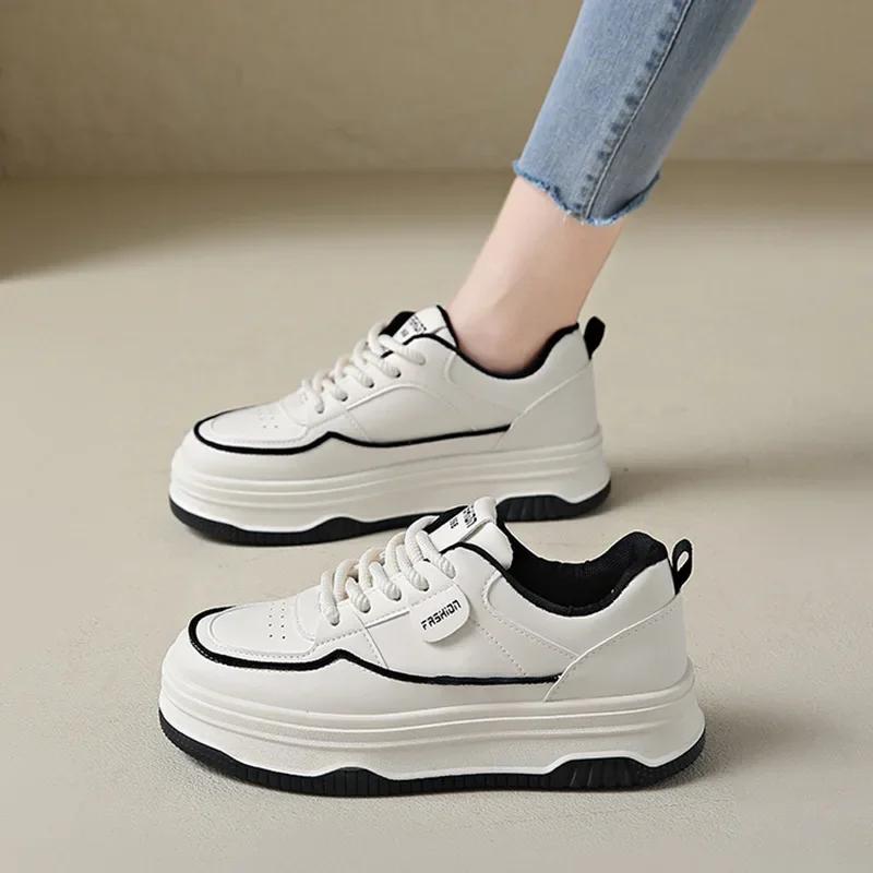 Женская повседневная обувь Новая модная платформа Уличная дышащая белая для бега на толстой подошве Повседневная спортивная вулканизированная обувь 2025