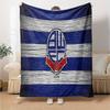Bolton Wanderers Crest Design Flannel Blanket, Soft Polyester, Modern Design, All-Season for Camping, Travel, Gifts for holidays or birthdays