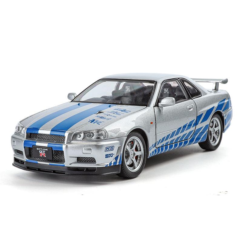 1/24 Scale Nissan GTR-R34 Alloy Car Model with Authentic Sound Effects, Premium Collectible Toy for Kids & Adults