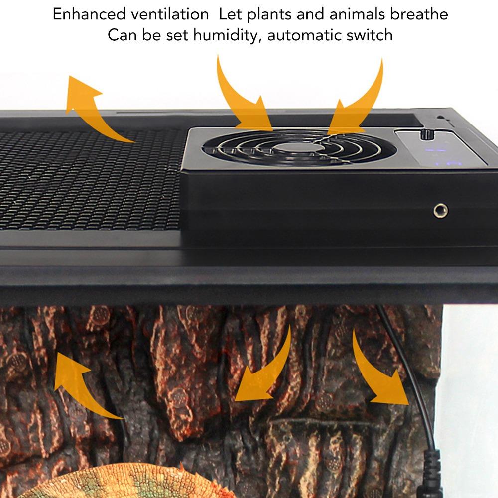 Black Reptile Tank Ventilation Fan Low Noise Reptiles Terrarium Fan Vivarium