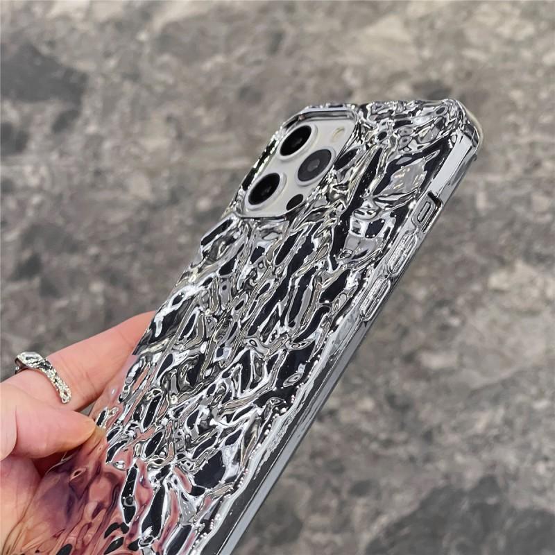 Чехол для телефона с текстурой фольги для iPhone 14 Pro Max, серии 13, противоударный силиконовый задний чехол с гальваническим покрытием