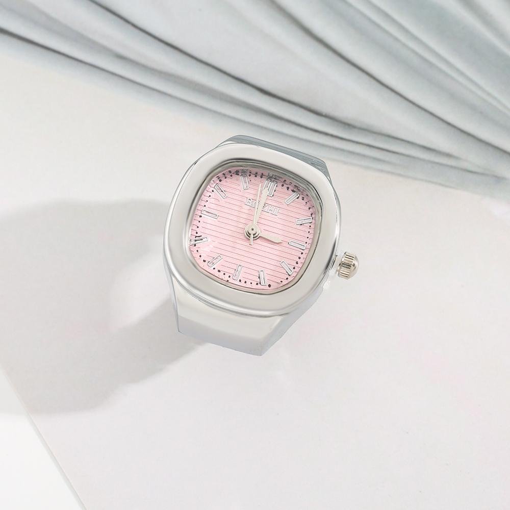 Ring Quartz Watch Creative Alloy Shell Finger Square Dial Couple Men And Women