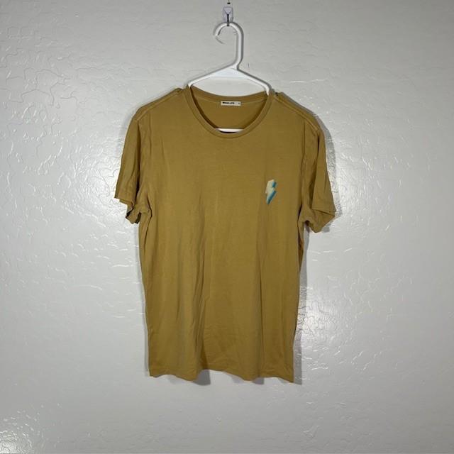 Marine Layer T Shirt Mens Small Crew Short Sleeve Yellow Tee Lightning Bolt