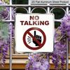 2D Flat- 1pc, No Talking Silent Retro Square Aluminum Plaque, Gesture Symbol Prohibition Mark Decoration A Quiet Display in A Study or Library