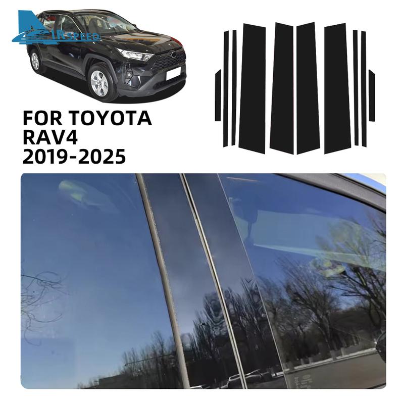 Наклейки на стойки кузова (B, C) и двери автомобиля для Toyota RAV4 2024 2025, Глянцевые черные аксессуары