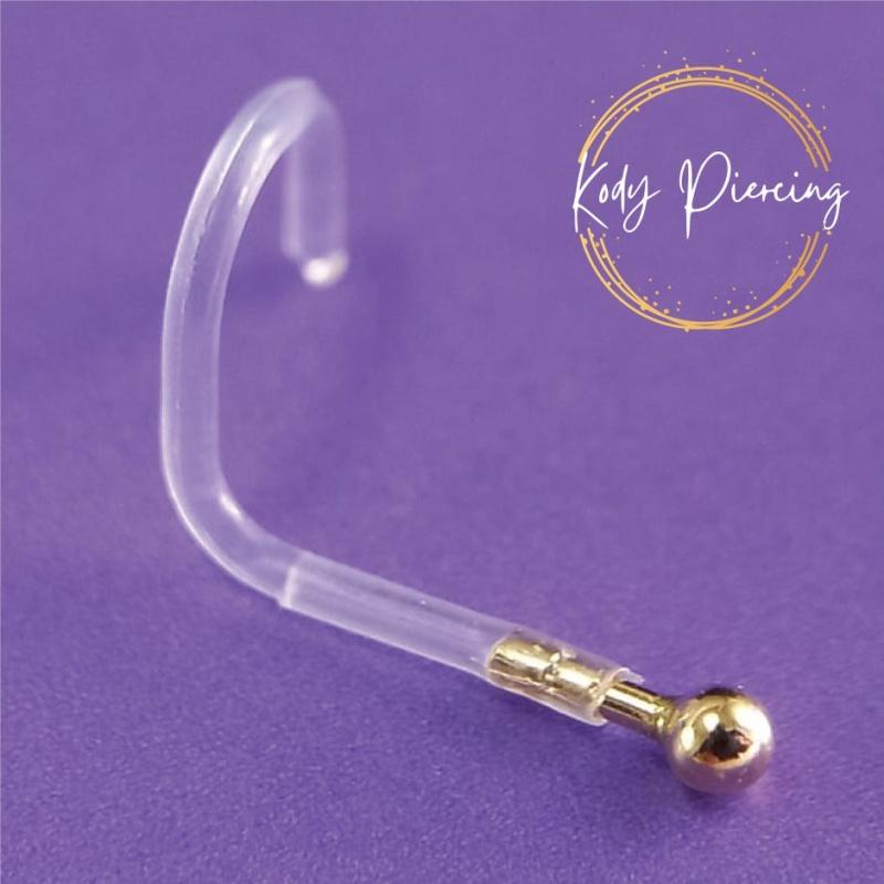 KODY PIERCING ЗОЛОТО 14 карат Bioflex, изогнутый хвостовик и головка, шариковая форма 2 мм
