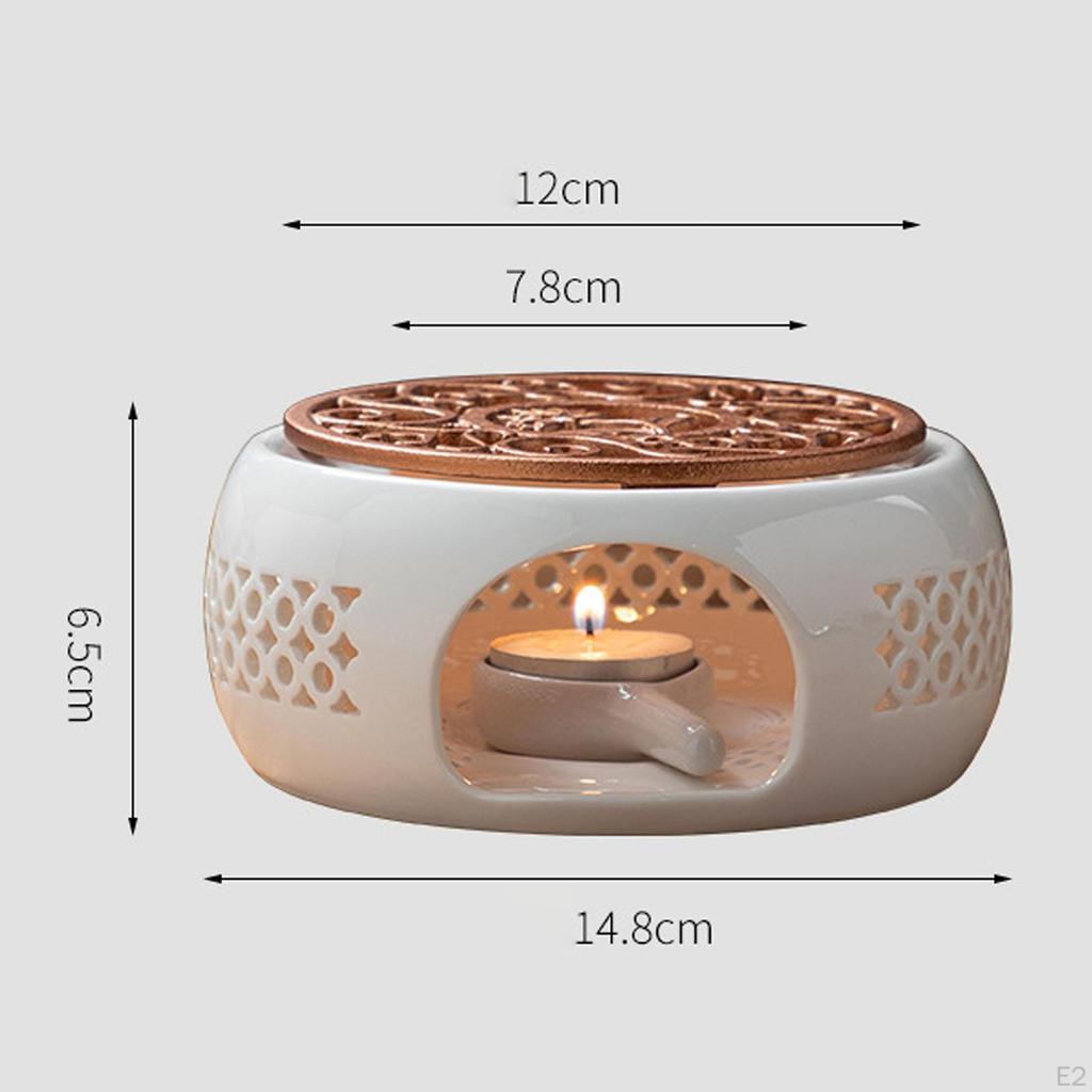 Round Ceramic Teapot Warmer Warming Holder for Heating Coffee Milk or Tea Bronze