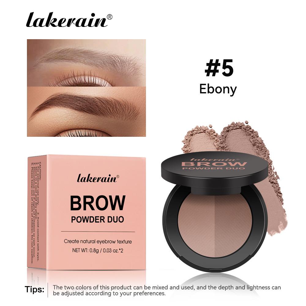 Lakerain Two Color Eyebrow Powder - Waterproof and Sweat Resistant Long-lasting Color, Fine Powder Lasting No Smudgy, Natural Eyebrow Shape,