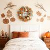 Pumpkin Maple Leaf Wreath With Berry Wood Sign Front Door Autumns Door Hanging Decoration Thanksgiving Harvests Festival