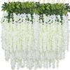 12 Pcs Artificial Wisteria Hanging Flowers Fake Wisteria Flower Garland Silk Vines Rattan Decor for Home Wedding Arch Garden Office Party Decoration