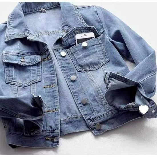 Женская приталенная джинсовая куртка: Универсальный кардиган с длинным рукавом, на одной пуговице, для весны и осени