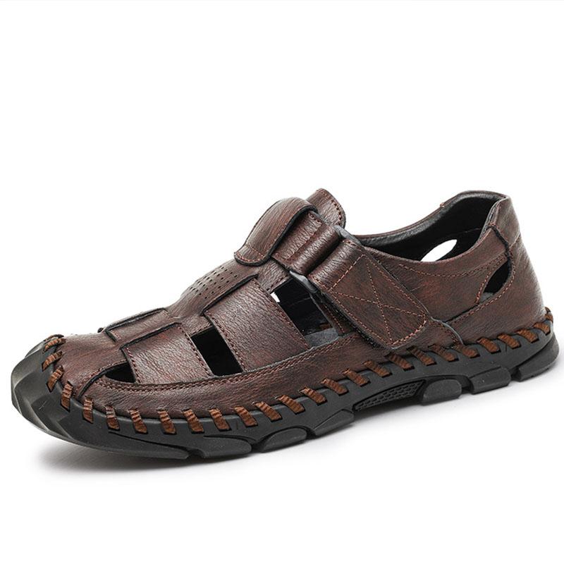 39-48 летние мужские закрытые носки большого размера из натуральной кожи повседневные сандалии для походов на открытом воздухе