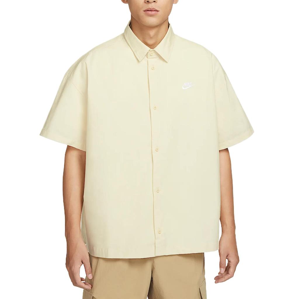 Nike Клуб SS25 Удобная Приятная к коже Модная Универсальная Футболка с коротким рукавом Мужские рубашки Светло-хаки Белый HJ2027234