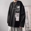 2024 Men's Long-Sleeved T-shirt Autumn Undershirt Long Sleeve Cotton Autumn Hong Kong Style Printing Loose Trendy Top
