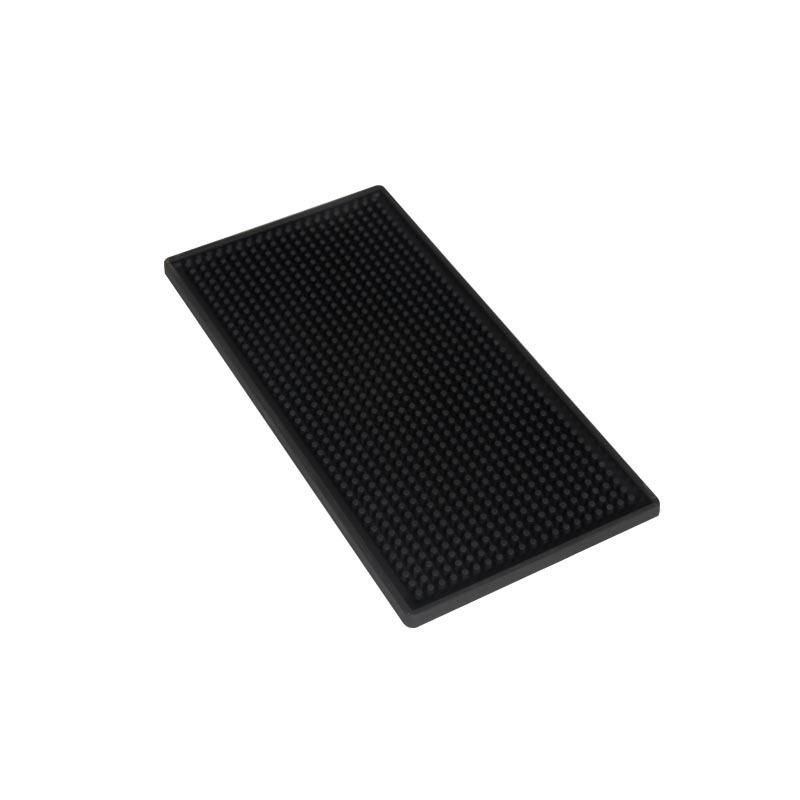 Black Rectangular Rubber Bar Mat - Non-slip, Water-resistant Coaster