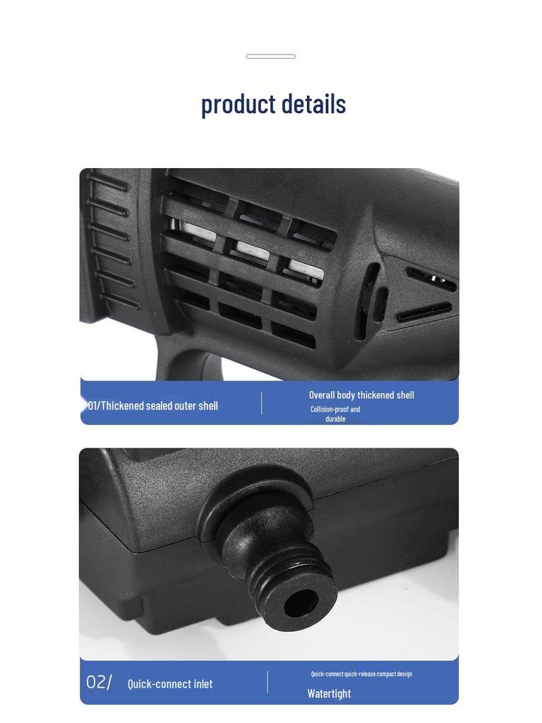 Беспроводная портативная автомойка высокого давления с литиевой батареей