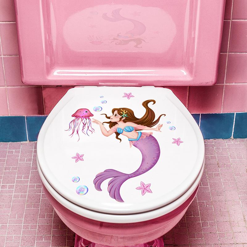 1PC Seabed Animals Toilet Sticker WC Self Adhesive Paintings Removable Bathroom Decal Decorative Room Decor Wall Stickers