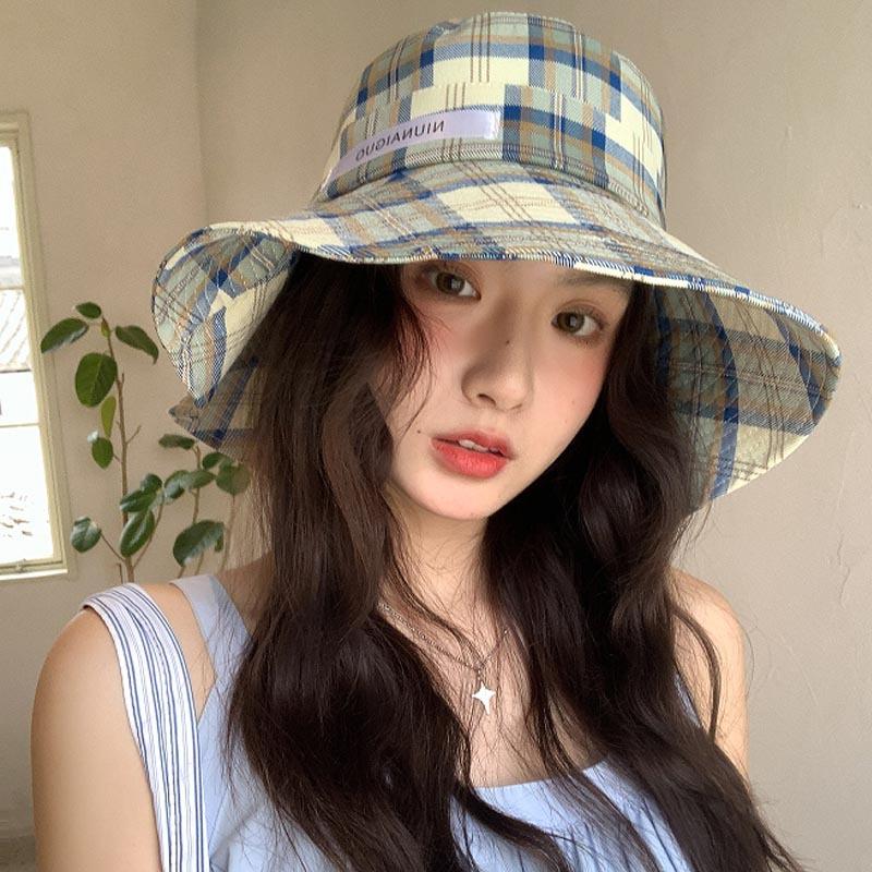 Клетчатая шляпа рыбака, детская летняя новая модная шляпа для путешествий и отпуска, солнцезащитная шляпа с большими полями