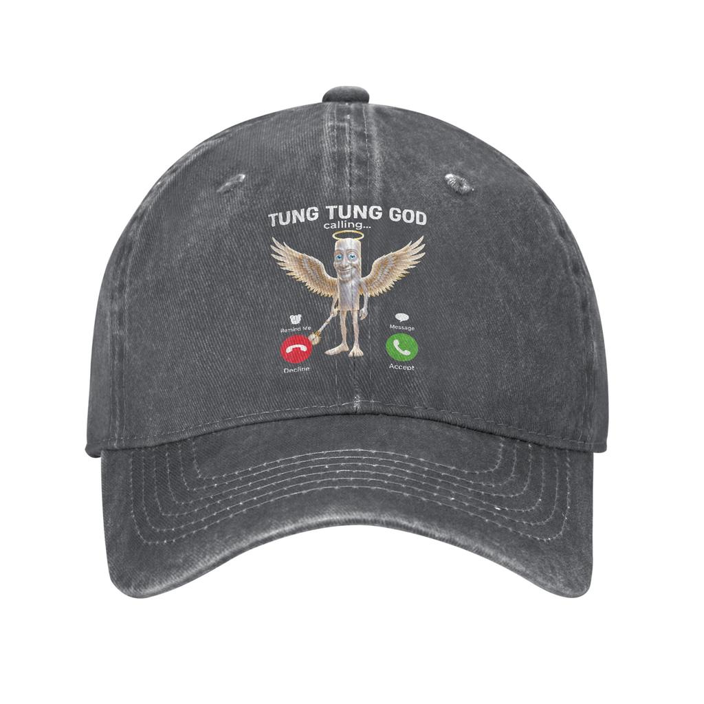 Angel Tung God Sahur Brainrot Unstructured Baseball Cap Distressed Washed Meme Phone Calling Headwear Travel Adjustable Hat