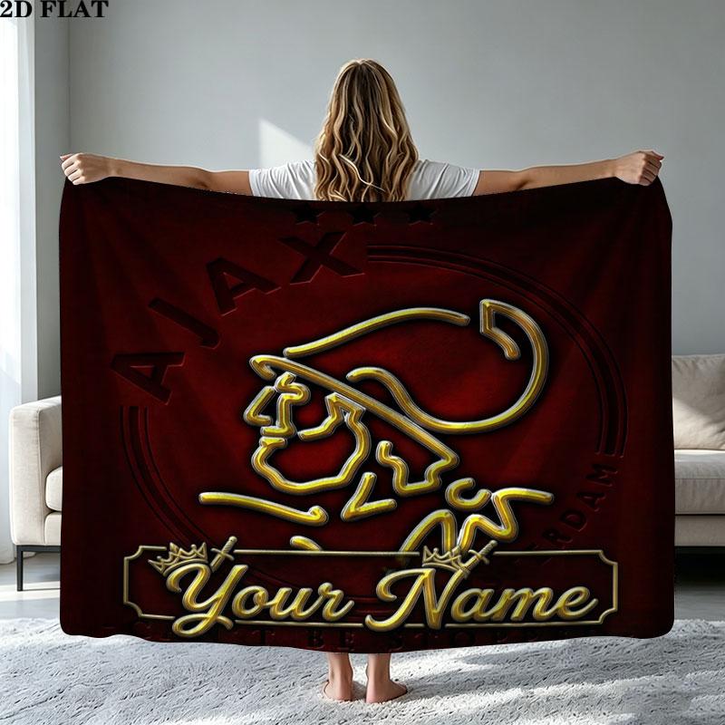 1PC AFC Ajax Custom Name Patterned Flannel Blanket Suitable For All Seasons for Home Decor Warmth and Comfort Gifts Holiday Present