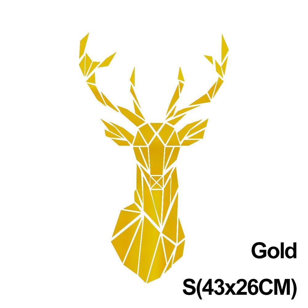 Наклейки с зеркальной поверхностью, самоклеящиеся, разных размеров, настенное искусство, настенная роспись для гостиной, 3D наклейки с головой оленя