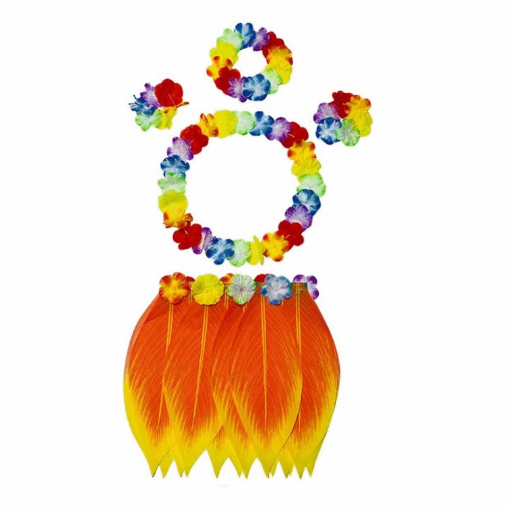 5Pcs Grass Skirt Complete Dance Outfit Simulation Leaf Unisex Beach Party Wear Luau Performances
