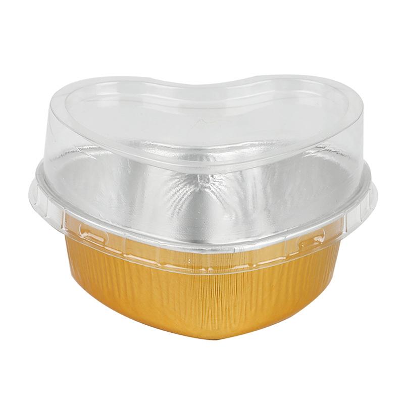 10 шт., форма для торта из алюминиевой фольги, чашка для кексов в форме сердца с крышками, 3,4 унции