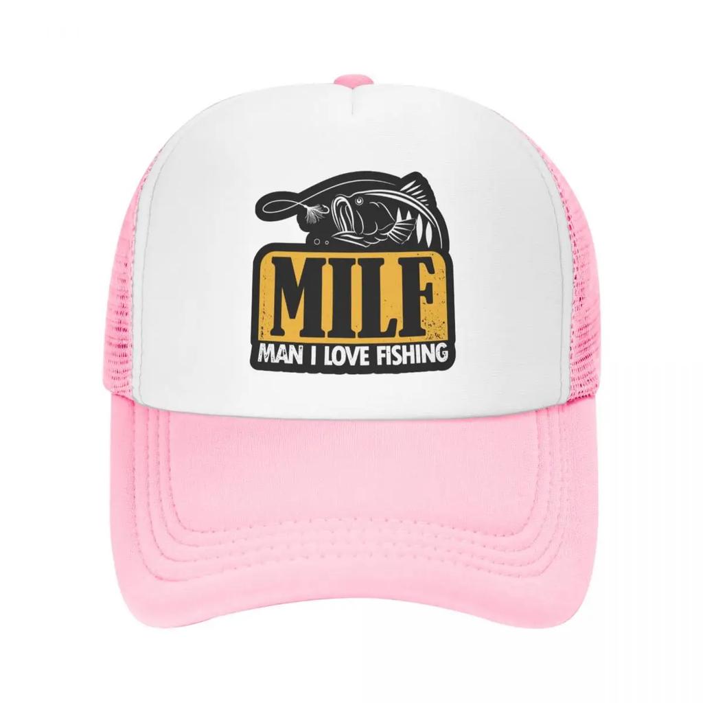 Custom Milf Unisex I Love Fishing Trucker Hat Adult FisherUnisex Fish Gift Adjustable Baseball Cap Women Unisex Hip Hop Trucker Cap