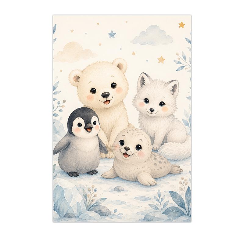 Jungle Animals Wall Art Safari Wildlife Canvas Painting Cute Cartoon Poster Print For Kids Room Nursery Wall Decor