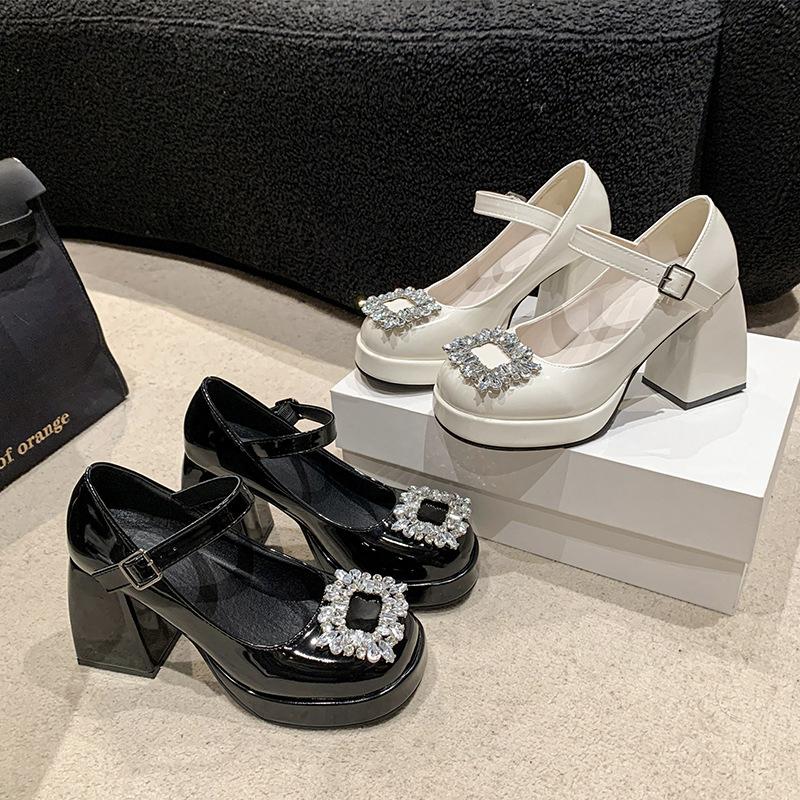 Сандалии на низком каблуке со стразами, женская обувь, новинка 2024 года, летняя модная женская обувь на квадратном каблуке Sandalias De Mujer