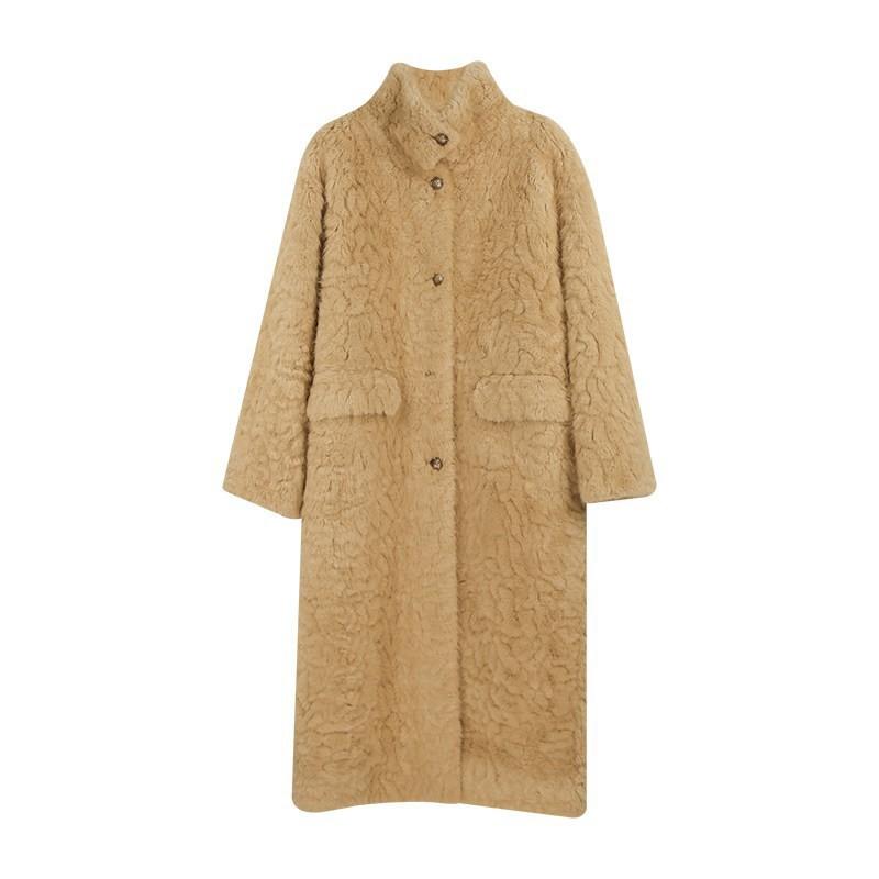 Faux Fur Coat Women Loose Fit Turn Down Collar Mid Length Winter Petite Friendly Warm Outerwear