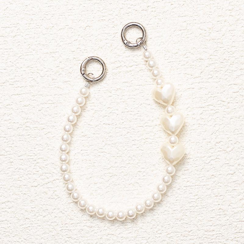 Брелок для мобильного телефона на запястье из хрустальных бусин в форме сердца с металлической пряжкой