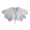 Royal Style Cotton Fake Collar Shawl Wrap Hollow Out Floral Lace Ruffled Trim Necklace Pointed  Lapel Blouse Dropshipping