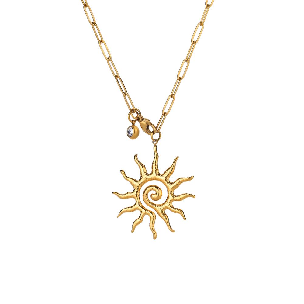 Цирконовые ожерелья с солнцем для женщин, из нержавеющей стали, золотого цвета, ожерелье с подвеской-солнцем на булавке, эстетичные свадебные украшения, подарки для вечеринок