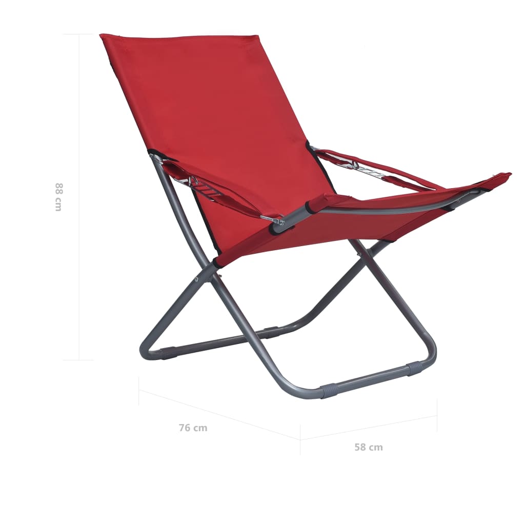 Foldable Beach Chairs 2 pcs Red Fabric