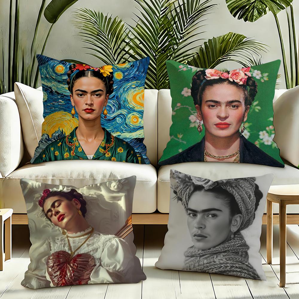 FFrida KKahlo Cushion Cover Reversible Plush Pillow Cover Soft Fluffy Home Decor for Sofa Bedroom