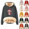 Women's Fashion Hooded Padded Thickened Warm Christmas Printed Loose Pullover Sweatshirt