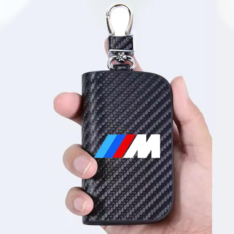 XPOV8 Car Case Keys Pouch Carbon Fiber Fabric Keychain Bag For BMW M Power X1 e84 X3 f25 X5 e53 x6 e71 ix3 i3 320i 330d M4 1 3 Series