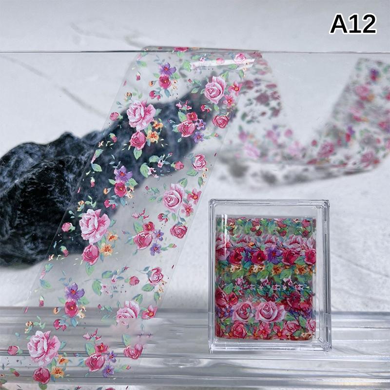 1Pcs 100cm Flower Rose Nail Transfer Foils Sticker Paper Floral Nail Wraps Tulip Nail Art Stickers Decals Nail Art Decorations