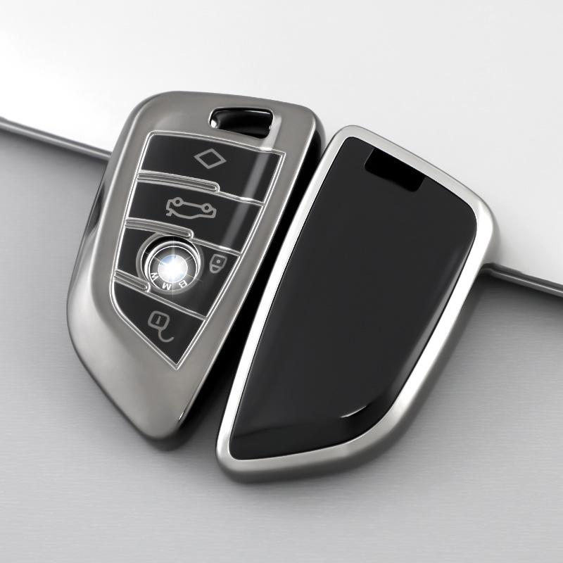 B-Class Car Key Case: Compatible with New 5, 3, 1, 7 Series, X5, X1, X2, X3 - Titanium Gold Gray Key Bag